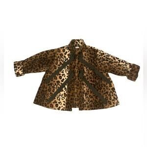 Girls Dress Coat Animal Print Faux Fur Size Small 5/6